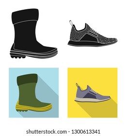 Vector illustration of shoe and footwear icon. Collection of shoe and foot vector icon for stock.