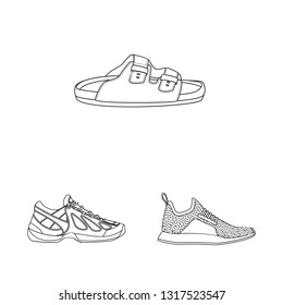 Vector illustration of shoe and footwear icon. Collection of shoe and foot vector icon for stock.