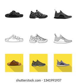 Vector illustration of shoe and footwear icon. Set of shoe and foot stock vector illustration.