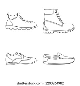 Vector illustration of shoe and footwear logo. Collection of shoe and foot stock symbol for web.