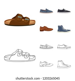 Vector illustration of shoe and footwear logo. Set of shoe and foot vector icon for stock.