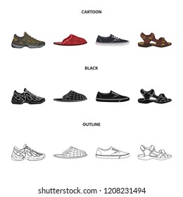 Vector illustration of shoe and footwear logo. Set of shoe and foot vector icon for stock.