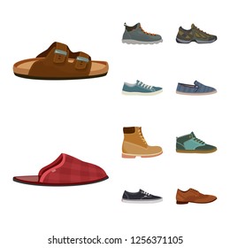 Vector illustration of shoe and footwear logo. Set of shoe and foot stock symbol for web.