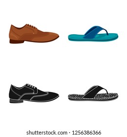 Vector illustration of shoe and footwear logo. Collection of shoe and foot stock vector illustration.