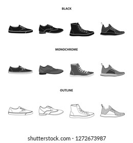 Vector illustration of shoe and footwear logo. Set of shoe and foot vector icon for stock.