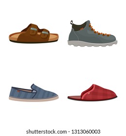 Vector illustration of shoe and footwear logo. Set of shoe and foot stock symbol for web.