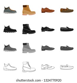 Vector illustration of shoe and footwear logo. Collection of shoe and foot vector icon for stock.