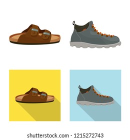 Vector illustration of shoe and footwear sign. Set of shoe and foot stock vector illustration.