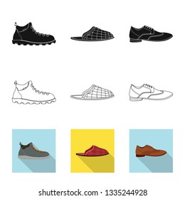 Vector illustration of shoe and footwear sign. Collection of shoe and foot vector icon for stock.