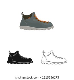 Vector illustration of shoe and footwear symbol. Set of shoe and foot stock symbol for web.