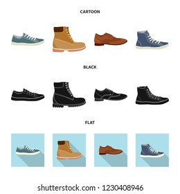 Vector illustration of shoe and footwear symbol. Collection of shoe and foot stock symbol for web.