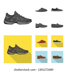 Vector illustration of shoe and footwear symbol. Collection of shoe and foot vector icon for stock.