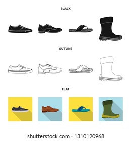Vector illustration of shoe and footwear symbol. Set of shoe and foot vector icon for stock.