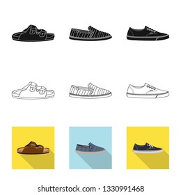 Vector illustration of shoe and footwear symbol. Collection of shoe and foot stock vector illustration.