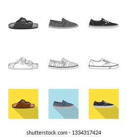 Vector illustration of shoe and footwear symbol. Collection of shoe and foot vector icon for stock.