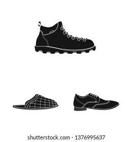 Vector illustration of shoe and footwear symbol. Set of shoe and foot vector icon for stock.
