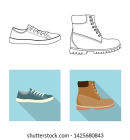 Vector illustration of shoe and footwear symbol. Collection of shoe and foot vector icon for stock.