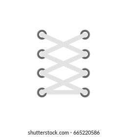 Vector illustration shoe lace icon, symbol. Lacing isolated on white.