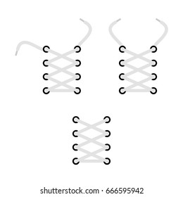 Vector illustration shoe lace set, collection icon, symbol. Lacing isolated on white.