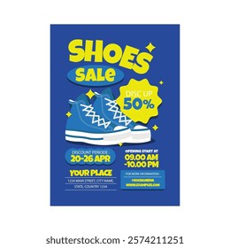 Vector illustration of shoe sale flyer poster template design