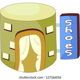 A vector illustration of a shoe shop