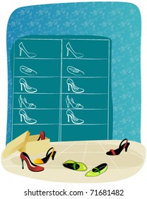 Vector illustration of shoe shop