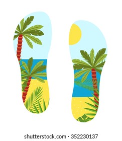 vector illustration shoe sole with a sea view
