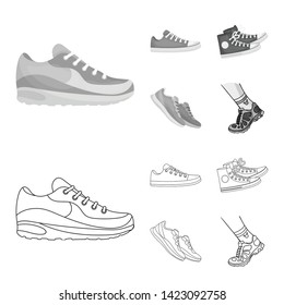 Vector illustration of shoe and sport logo. Collection of shoe and fitness stock vector illustration.