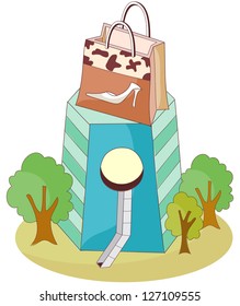 A vector illustration of a shoe store