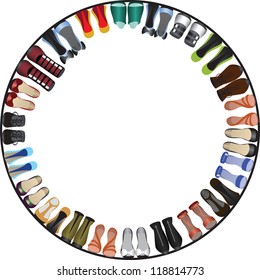 vector illustration of shoes circle frame