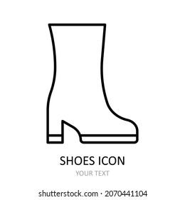 Vector illustration with shoes icon - ankle boots. Outline drawing.