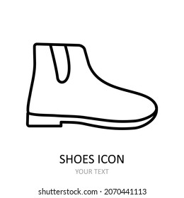 Vector illustration with shoes icon. Outline drawing.