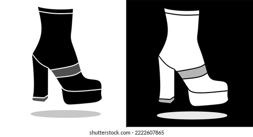 vector illustration of shoes, isolated on black and white background design