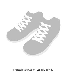 Vector illustration of shoes isolated on white background. Stylish high-top sneakers with laces in classic black and white design. Isometric view