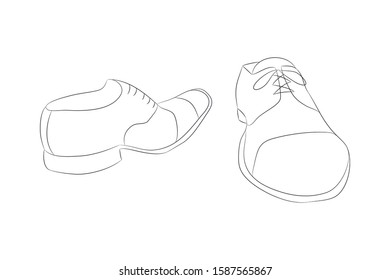 Vector illustration of shoes, line drawing, vector, white background