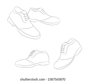 Vector illustration of shoes, line drawing, vector, white background