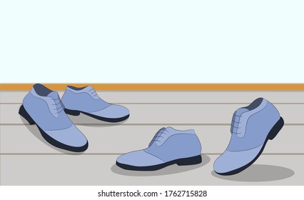 vector illustration of shoes on the floor in a room, drawing in color, vector