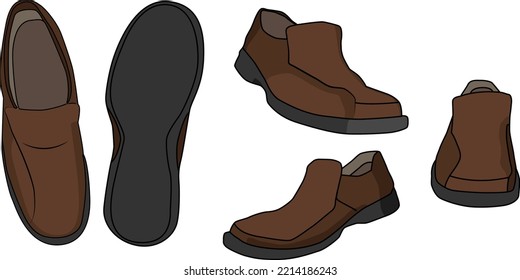 Vector illustration of a shoes which you can use with your character or any purpose from different angles.