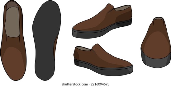 Vector illustration of a shoes which you can use with your character or any purpose from different angles.