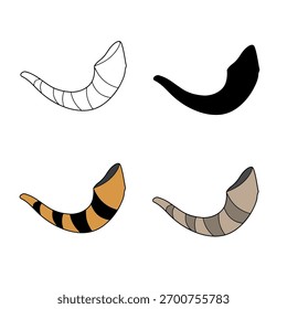 ilustração vetorial de shofar em várias aparências