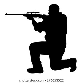 Vector illustration of shooter silhouette