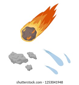 Icono de tiro y fuego. Colección de imágenes vectoriales de material de tiro y asteroide.
