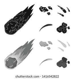 Vector illustration of shooting and fire icon. Set of shooting and asteroid stock symbol for web.