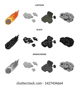 Vector illustration of shooting and fire icon. Set of shooting and asteroid stock symbol for web.