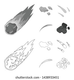 Vector illustration of shooting and fire logo. Set of shooting and asteroid vector icon for stock.