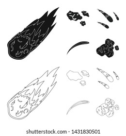 Vector illustration of shooting and fire symbol. Collection of shooting and asteroid stock vector illustration.