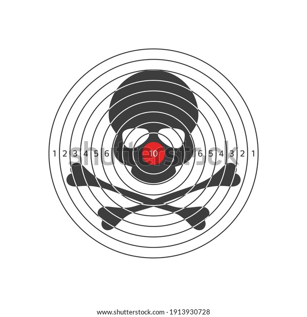 Vector Illustration Shooting Target Skull Bones Stock Vector (Royalty
