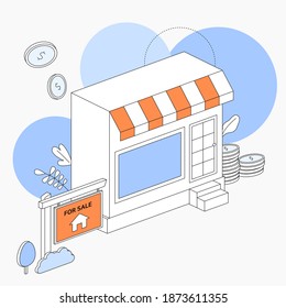 Vector illustration of shop rentals.