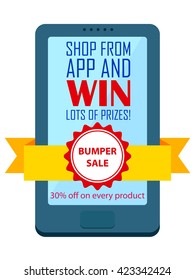 vector illustration of Shop and Win concept for mobile application shopping