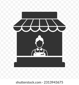Vector illustration of shopkeeper icon in dark color and transparent background(png).